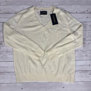 Piombo Cream Wool V-Neck Sweater Woman's Long Sleeve Knit Top OVS